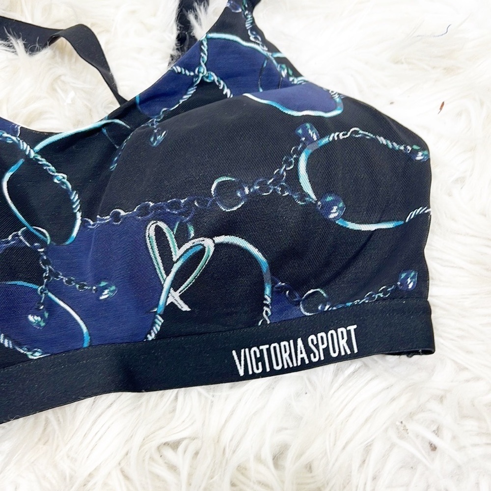 Victoria SPORTS BRA Size Blue and Black Floral 32DD Incredible Lightweight - Picture 2 of 7